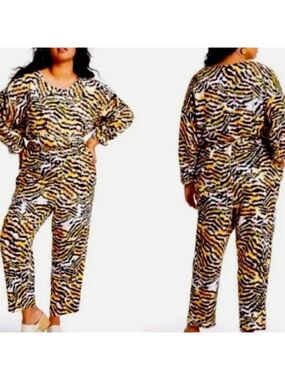 Rachel Comey Women's Plus Size Animal Print 3/4 Sleeve Jumpsuit NWT Size 24W/26W